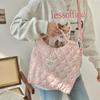 410311 Outono e Inverno Novo Simples Acolchoado Algodão Desenho Animado Artístico Bolsa de Mão Bolsa de Ombro Feminina Transversal Lona