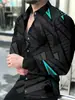 Moderna Camisa de Otoño para Hombre de Manga Larga con Estampado Digital 3D, Elegante Camisa Casual con Cuello de Solapa