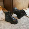 Botas Martin para niños de otoño e invierno, botas de nieve estilo británico para niñas, zapatos de algodón con forro polar para niñas pequeñas, botines retro de talla mediana a grande
