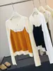 Top de punto con mangas largas y estilo coreano de color block, falso dos piezas, camisola empalmada para mujer, nueva colección de otoño, corte holgado, adelgazante, top básico casual