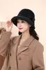 Chapéu de Pescador de Lã para Outono e Inverno para Mulheres, Estilo Coreano, Aba Larga, Quente, Chapéu Bucket Retrô Britânico, Chapéu Pequeno Versátil Casual