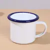 Taza Esmaltada Engrosada Patrón Personalizado Recubrimiento de Sublimación por Transferencia de Calor Taza Borde de Acero Inoxidable Logo Impreso Viajes al Aire Libre