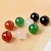 Cuentas sueltas de ágata roja, negra y verde naturales, pulsera redonda de jade para DIY, accesorios semiacabados, cuentas de ágata