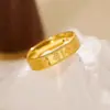 Anillo de Trébol de Cuatro Hojas de Oro de Arena Vietnamita Fino CNC Anillo Sencillo de Pareja de Trébol de Cuatro Hojas Anillo Cerrado Lote Caliente de Transmisión en Vivo