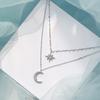 Colar de duas camadas Estrela Lua Awn Oito Correntes de Clavícula Empilhadas Design de Senso de Nicho de Luxo Leve Feminino Moda Nova 2021