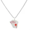 Collar Colgante de Cartas de Póker Vintage Hip Hop para Hombres Joyería Estilo Diamante Incrustado con Pedrería Corazón Rojo As Elegante y Moderno para Parejas Cadena de 70 cm Longitud Regalo Ideal para Entusiastas de la Moda