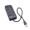 Hub USB de 4 Puertos con Interruptor Independiente, Expansión de Computadora con Múltiples Interfaces, Puerto Único 3.0
