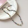 Collar de circonitas de cristal de color caramelo con forma de corazón, ligero, de lujo, de alta gama, con cadena de clavícula de arcoíris y amor, estilo moderno para mujer.