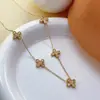 Collar de Flor de Trébol de Cuatro Hojas No se Desvanece, Fresco y Dulce, Pulsera de Moda, Juego de Joyería, Joyería Dorada de Moda