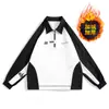Moletom Masculino Retro Americano High Street Gola Polo Primavera e Outono 2025 Nova Marca Tendência Design de Nicho Par