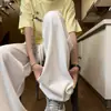Pantalones casuales de seda de hielo texturizados para hombre, nuevo estilo de verano, pantalones largos de pierna ancha de corte holgado de moda, pantalones deportivos de talla grande