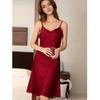 Ropa interior sexy de seda de cuello redondo bajo para mujer, primavera y verano, seda de hielo, moda casual, ropa para el hogar, pijamas, falda interior