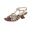 Elegantes Sandalias de Tacón Alto con Correa Única y Punta Cuadrada Estilo Coreano para Mujer, Nuevo Modelo Verano 2026, Sandalias Romanas de Tacón Grueso con Punta Abierta para Uso en Exteriores