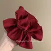 Elástico para el Cabello Elegante Estilo Francés Rojo Fruncido para Mujer, Nuevo Modelo 2025, Accesorio de Diadema Floral de Satín de Alta Gama