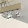 Novos Brincos Geométricos de Amor Lava com Agulha de Prata S925 Design Simples Doce Coreano Moda Metálica Tendência