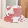 Sombrero de Pescador de Felpa Invierno para Mujer Sombrero de Cubo Estampado de Vaca Leopardo Casual Moda Versátil Espesado Protección contra el Frío Transfronterizo