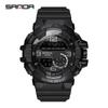 SANDA SANDA 387 Reloj Electrónico Deportivo para Hombre Correa de Resina Reloj para Hombre Alarma Luminosa Reloj para Hombre