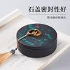Liupintang Tintero Nuevo con Tapa Piedra Natural Cruda Tintero de Extremo Tintero Elegante Bandeja de Tinta Cartucho de Tinta Adulto Principiante Estudiante
