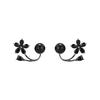 Pendientes de flores negras de nuevo estilo para primavera y verano para mujer, diseño de lujo ligero japonés y coreano, pendientes de circonita de dos piezas.