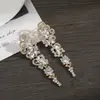 Pendientes Europeos y Americanos de Diseño de Nicho con Borla de Cristal Completamente Diamantada Largos Elegantes Versátiles Aspecto Adelgazante Pendientes de Cena
