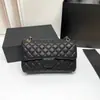 Bolso de Diseñador Clásico Acolchado Estilo Chanel para Mujer, Bolso de Cadena Acolchado Piel Caviar Cf, Bolso con Solapa y Asa Coco