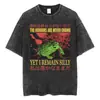 La Leyenda del Terror Puede No Terminar, pero AÚN Soy Estúpido. Camiseta Lavada Retro Divertida Estilo Japonés de Rana