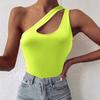 Estoque Pronto Top Colete Pequeno Feminino Assimétrico Ombro Inclinado Transfronteiriço Europeu e Americano Sexy Elegante Colete Sexy Camiseta A5085