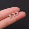 Joia para Piercing de Aço Inoxidável Haste Fina 0.8*6mm Brincos de Zircônia Unhas de Osso da Orelha Florais para Mulheres Brincos Quentes de Venda Transfronteiriça