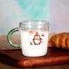 Caneca de café com padrão do Papai Noel, alça colorida com glitter, caneca de Natal, copo de água de vidro, caneca de leite, caneca de suco, caneca de chá verde