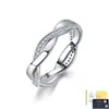 Anillo de Plata de Ley S925 con Moissanita para Mujer, Anillo Entrelazado de Diseño de Nicho de Lujo Ligero, Directo de Fábrica, Al por Mayor en Stock