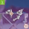 Pendientes de plata de ley 925 bañados en platino con doce constelaciones y diseño de nicho femenino con estrella Mang, estilo europeo y americano, sencillos.