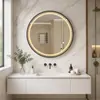 Marco redondo de aluminio transfronterizo espejo inteligente pantalla táctil sensor de cuerpo humano desempañador baño espejo HD baño personalizado