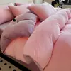 2026 Novo Conjunto de Quatro Peças de Veludo Leite Cor Sólida Dupla Cor Alta Gramatura Fleece Espesso Lençol de Cama Quente e Conjunto de Lençol com Elástico
