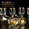 Juego de Copas de Vino Blancas de Lujo de Gama Alta para Uso Doméstico, Vidrio de Cristal Estilo Chino con Lámina de Oro, Copas de Vino Pequeñas, Dispensador de Vino y Utensilios para Vino