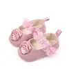 Sapatos de Couro Estilo Coreano para Menina, Sapatos Individuais Elegantes com Flor de Rosa de Seda Sintética, Sapatos para Bebê e Criança Pequena Ys-G28