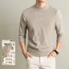 Suéter de punto jacquard de alta gama para hombre con cuello alto medio para comercio exterior transfronterizo, tejido de lana casual engrosado de otoño, estilo "old money" para hombre