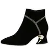 Botines de punta para mujer, con cremallera lateral, diseño elegante y adecuados para usar en otoño e invierno, con tacón alto
