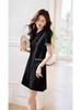 Vestido Casual de Solapa Estilo Coreano Hombro Derecho Sencillo Manga Corta 2025 Nuevo Look Elegante Adelgazante Falda Polo para Mujer Verano