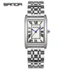 Reloj de Pareja Sanda Live Hot Reloj Cuadrado Vintage de Cuarzo Resistente al Agua Escala Romana Relojes para Hombre y Mujer