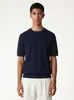 Malha Básica Gola Redonda Estilo Old Money para Homens, Camiseta de Tricô Respirável de Manga Curta para Homens Maduros de Verão