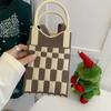 Bolsa de Celular Tricotada Original Ins Coreana Nova Conveniente para Armazenamento Estudante Fofa Desenho Animado Moda Bolsa Transversal