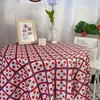 Mantel Rojo al Por Mayor de Fábrica con Palabras Felices Boda Boda Tela Roja Mesa de Comedor Mesa de Café Mantel Rectangular