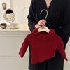 Suéter Macio e Aconchegante para Meninas 2025 Novo Suéter Infantil com Gola de Renda Divertida Base Tricotada de Cor Sólida Suéter Infantil para Meninas