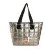 Bolso de Mano de Algodón Espacial Transfronterizo Rpet Acolchado de Algodón Bolso de Hombro Estilo Coreano Rpet Plumón Bolso Tote Fábrica Personalizada