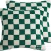Funda de Almohada Decorativa Clásica de Tablero de Ajedrez, Cojín de Felpa de Lana de Cordero, Almohada Lumbar Caliente Recomendada para Otoño e Invierno