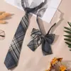 Jk Small Tie Preto Feminino Estilo Universitário Uniforme Gravata Borboleta Xadrez Camisa Sem Gravata Acessórios Decorativos Menina
