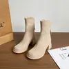 Botas de Cano Curto de Camurça Versáteis Moda Retrô Salto Alto Francês Elegante Sola Grossa Botas Emagrecedoras Hot Girl Roupa Externa Chegada Nova Inverno 2026