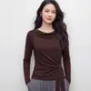 Camiseta europea de alta gama, exquisita, suave y delicada, de hombros descubiertos, nueva moda 2026, top elegante con cordones para ceñir la cintura
