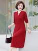 Vestido de Primavera y Otoño 2023 de Manga Larga para Madre, Moda para Mediana Edad y Adulta Mayor, Falda Casual de Largo Medio por Encima de la Rodilla