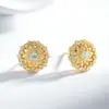 Pendientes de Plata de Ley 925 para Mujer, Pendientes de Copo de Nieve Completamente Diamantados, Pendientes de Plata, Pendientes Versátiles Chapados en Oro de 24 Quilates, Venta al por Mayor Transfronteriza Europea y Estadounidense